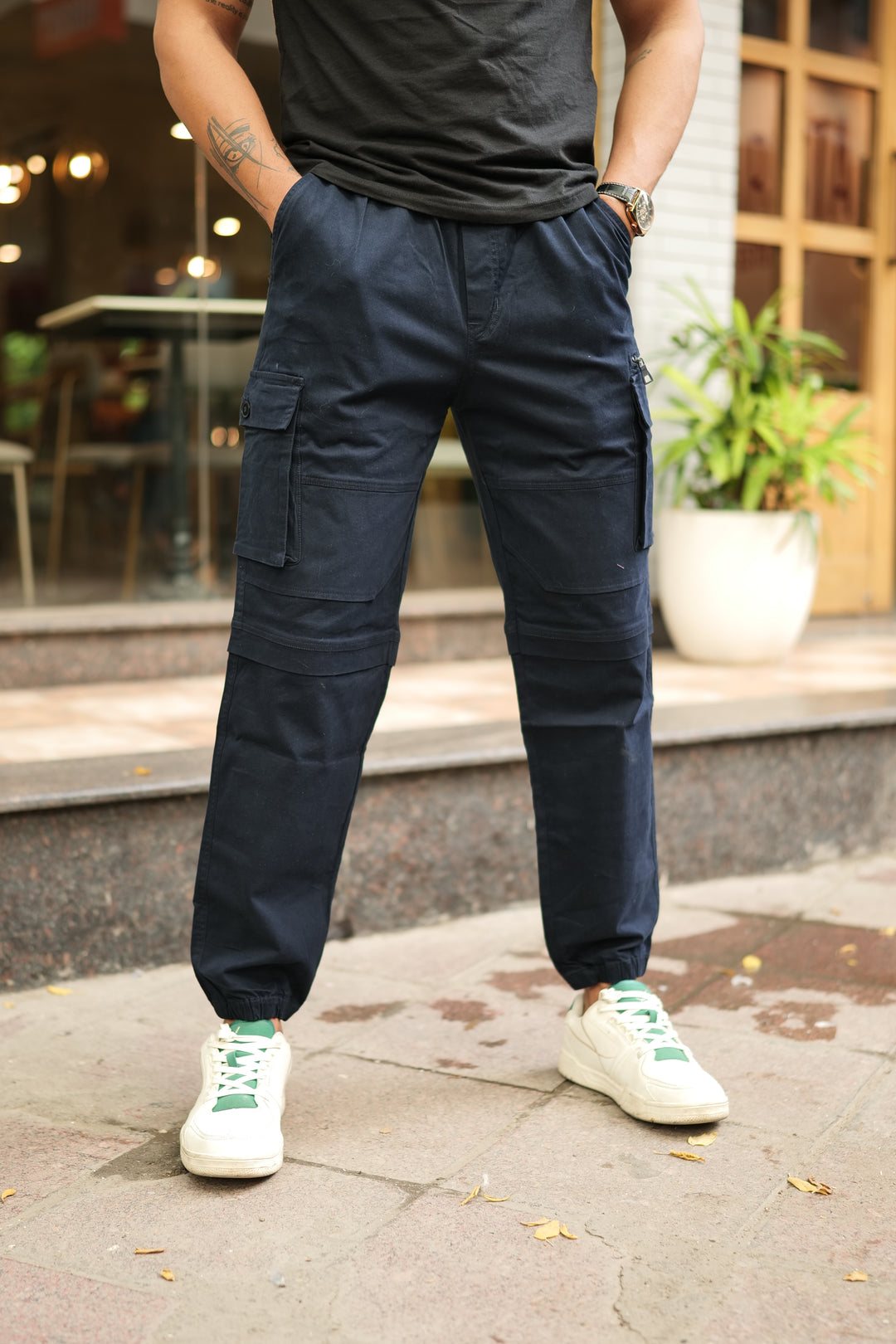 Men's Navy Premium Cargo Joggers