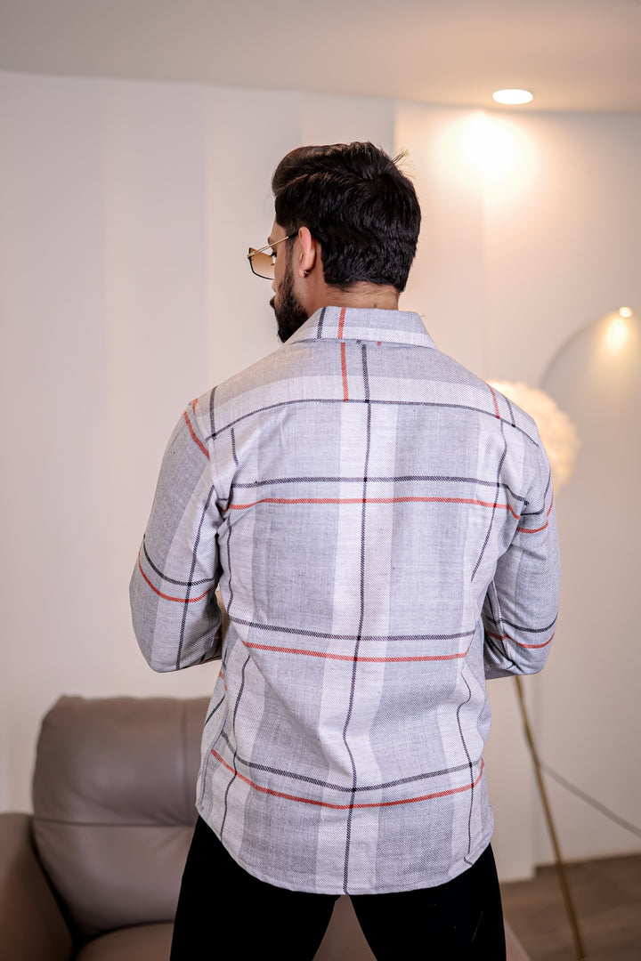 Grey Semi-Winter Checkered Shirt