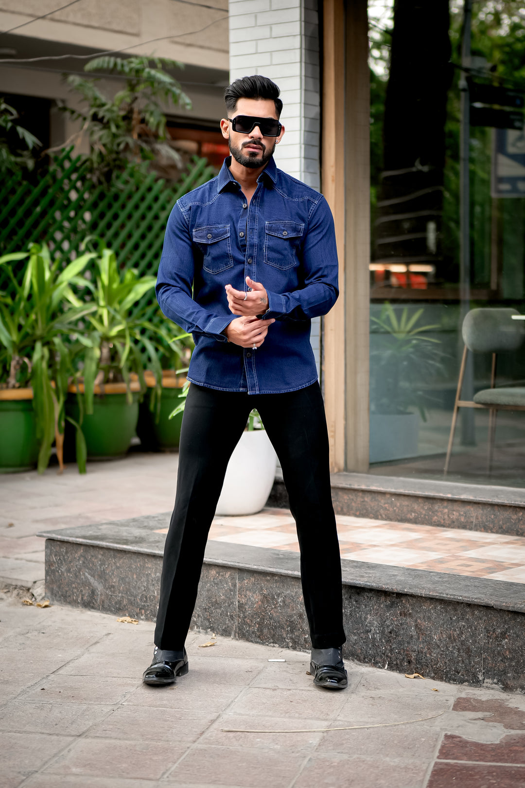 Blue Denim Double Pocket Full Sleeve Shirt