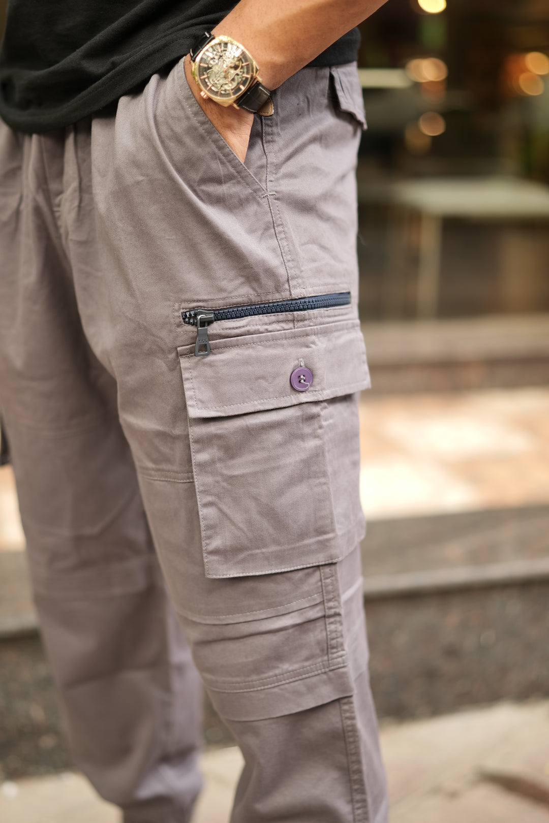 Men's Grey Premium Cargo Joggers