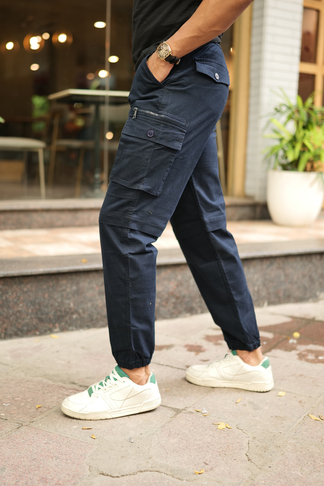 Men's Navy Premium Cargo Joggers