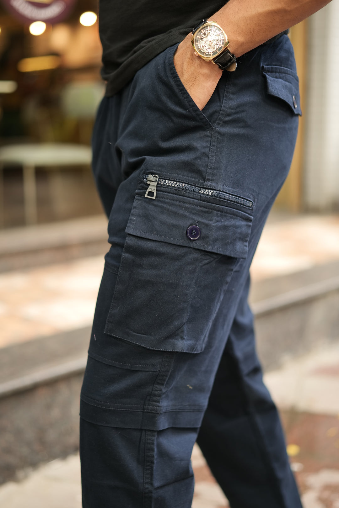 Men's Navy Premium Cargo Joggers