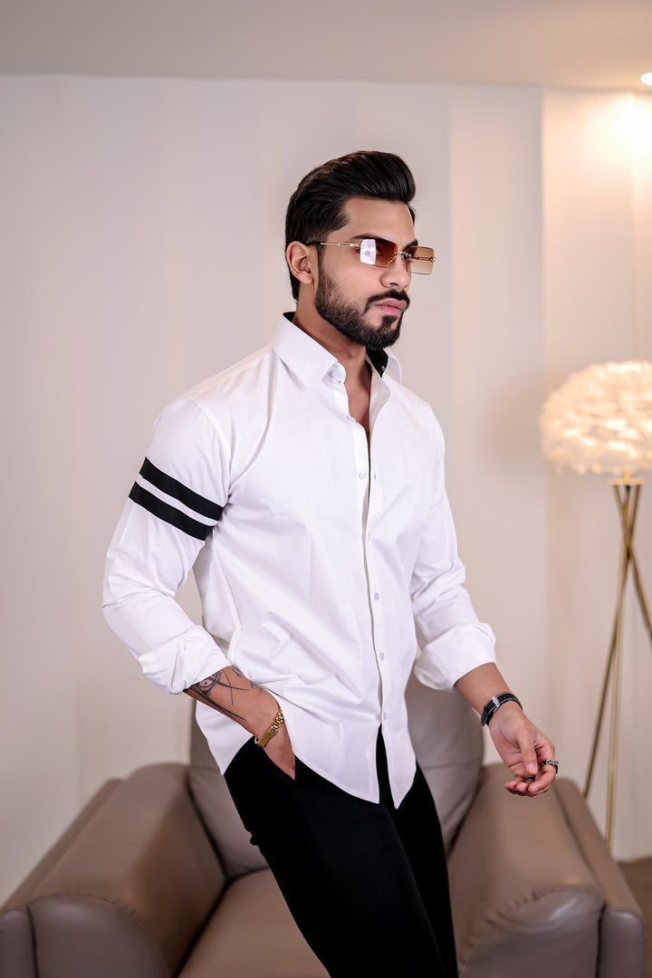 White Black Strip Premium Designer Shirt