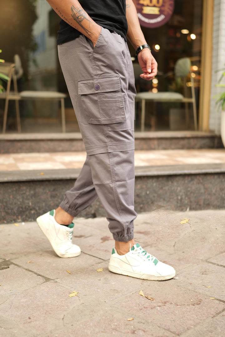 Men's Grey Premium Cargo Joggers