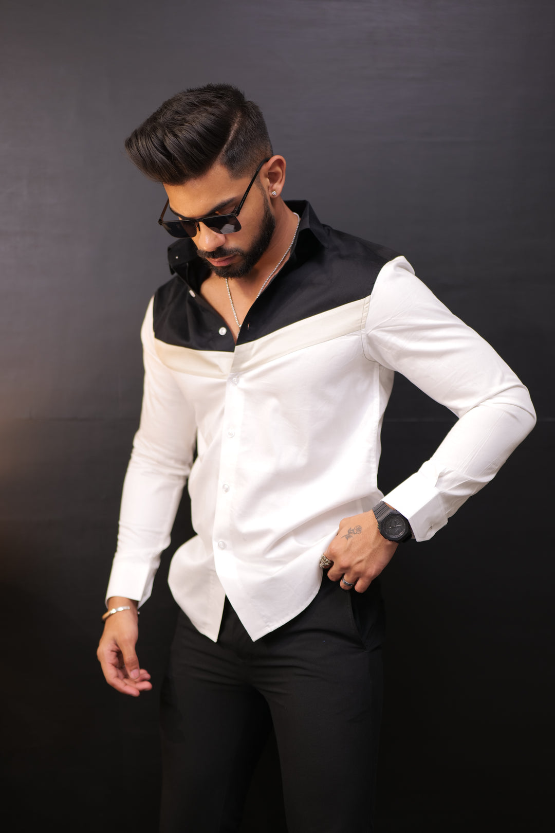 Tri Color Premium Cotton Satin Shirt