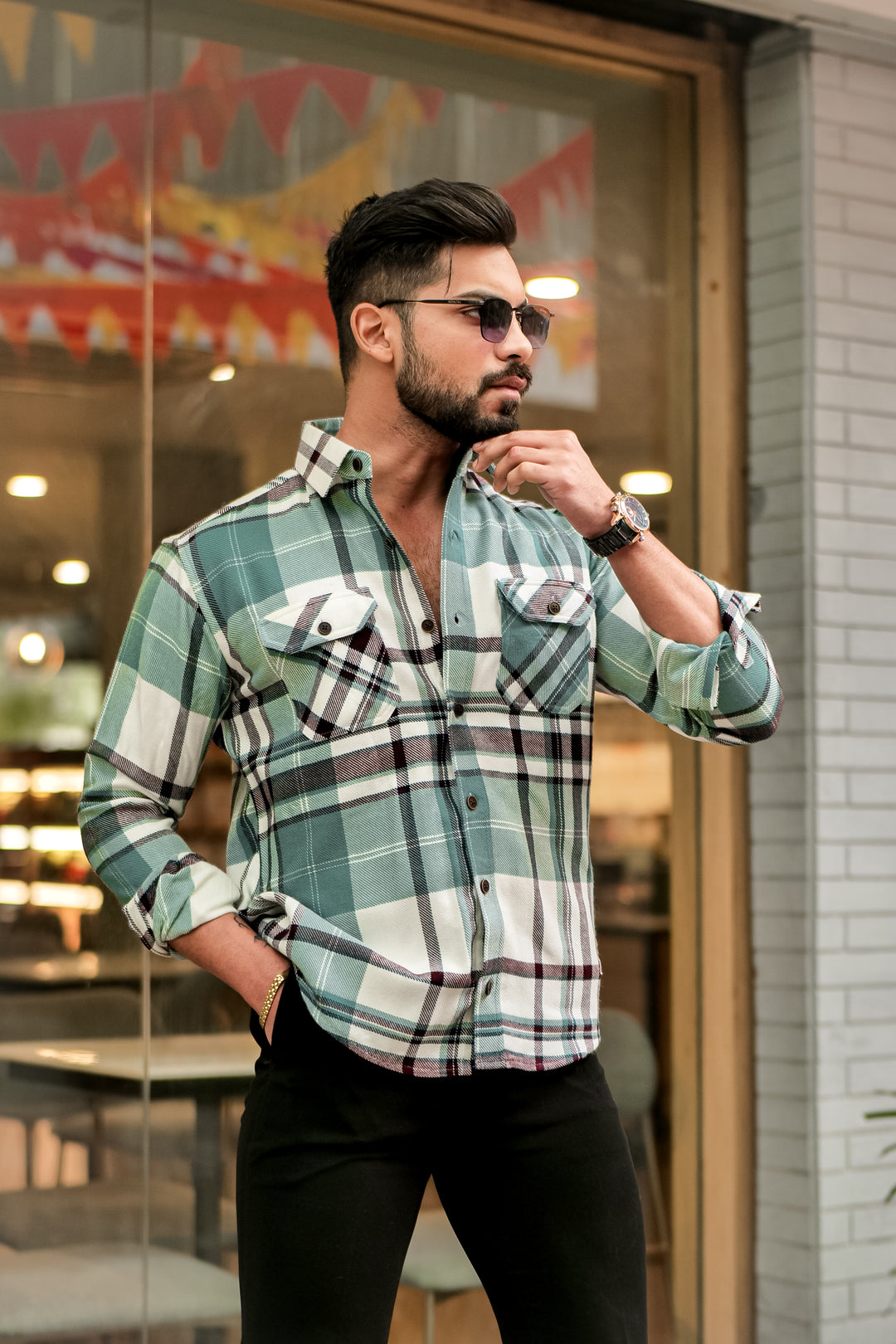 Green Semi-Winter Checkered Shirt