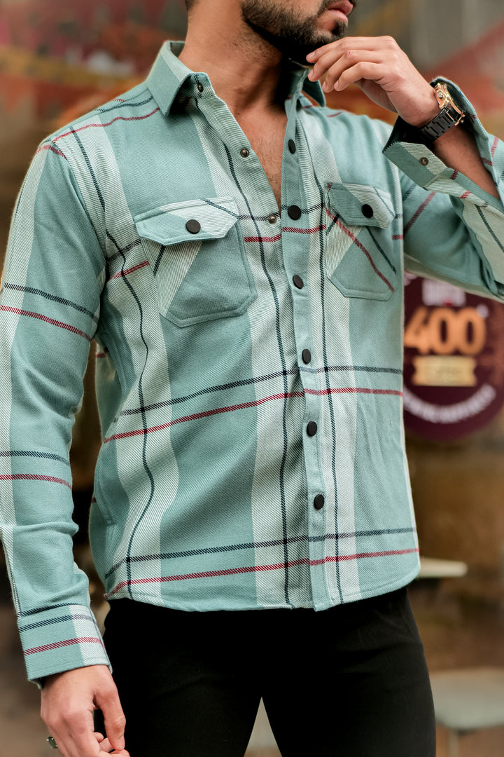 Green Premium Semi-Winter Checkered Shirt