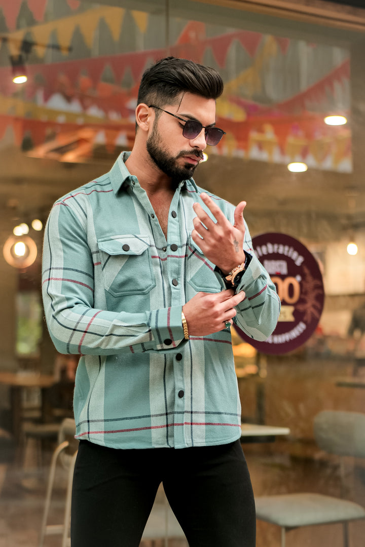 Green Premium Semi-Winter Checkered Shirt