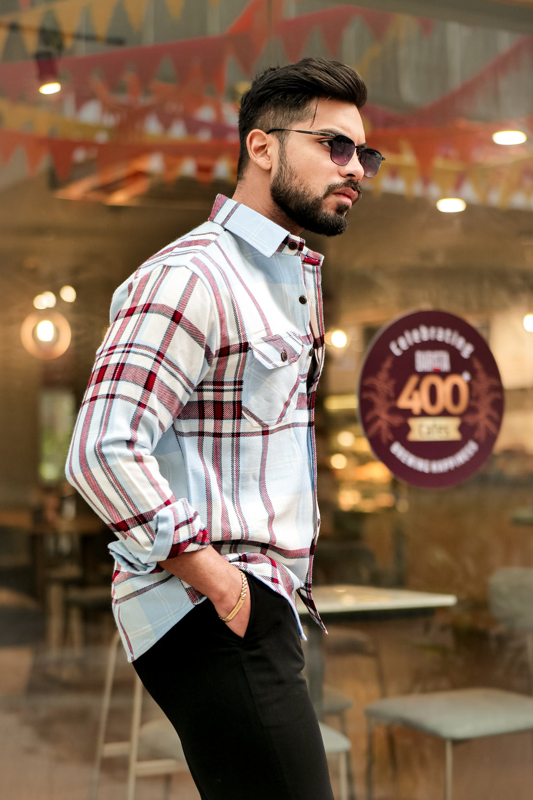 Sky Semi-Winter Checkered Shirt