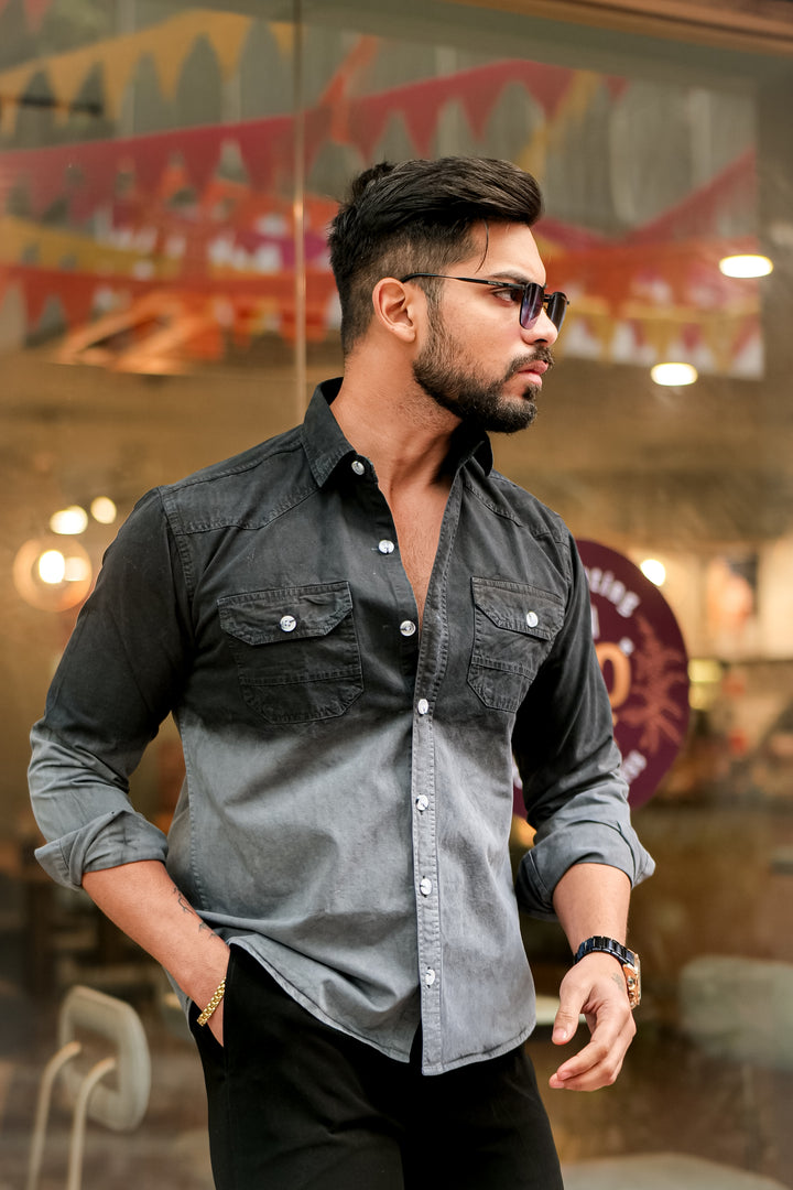 Black Double Shade Cotton RFD Designer Shirt