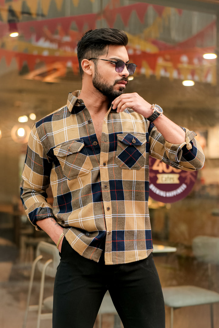 Brown Semi-Winter Checkered Shirt