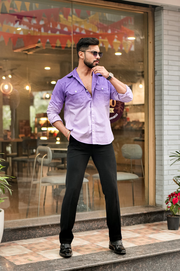 Purple Double Shade Cotton RFD Designer Shirt