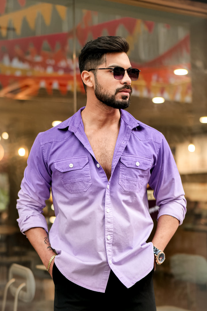 Purple Double Shade Cotton RFD Designer Shirt