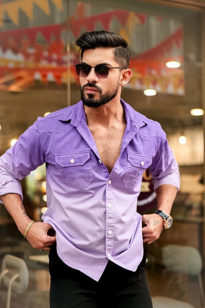 Purple Double Shade Cotton RFD Designer Shirt