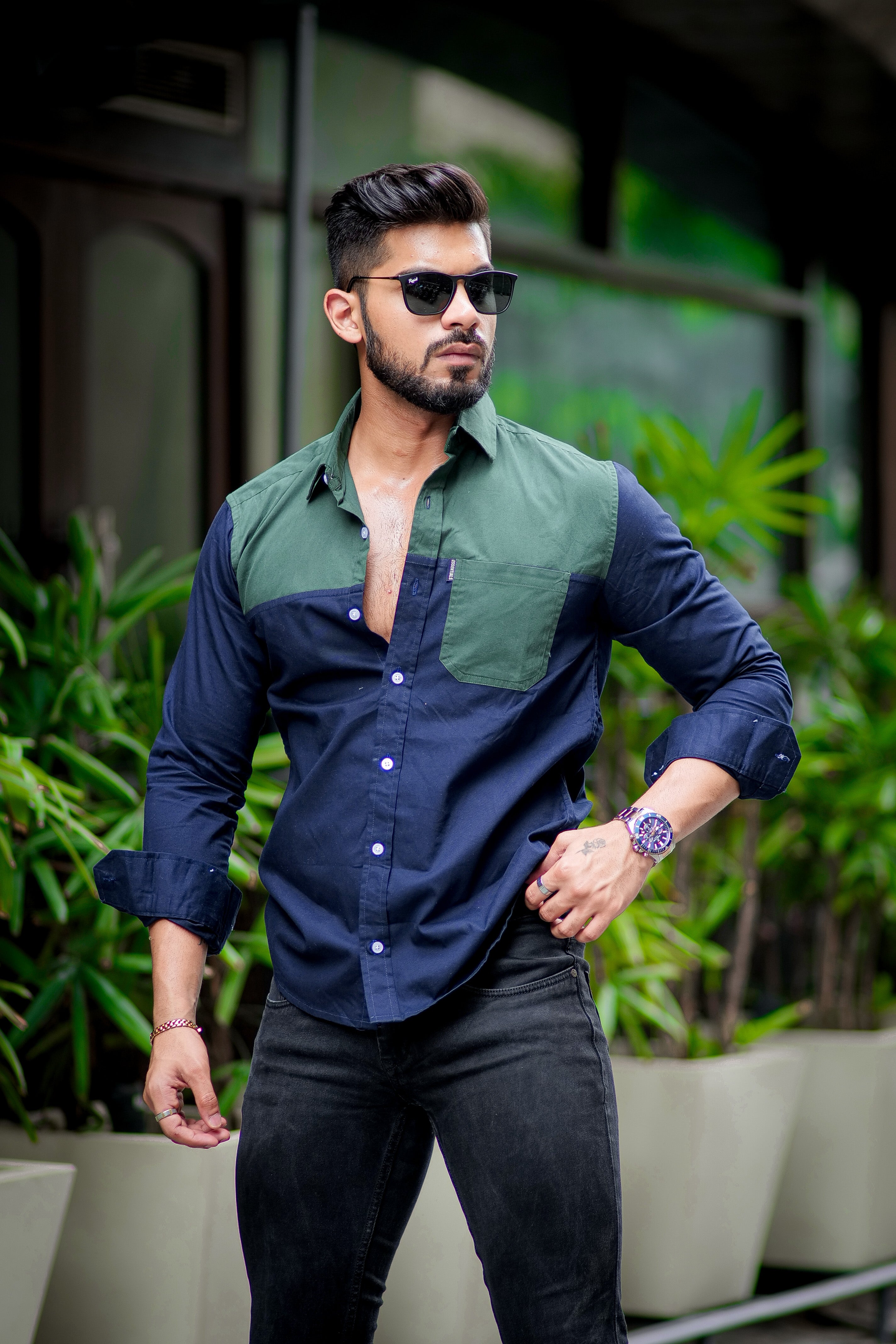 Green shop designer shirt