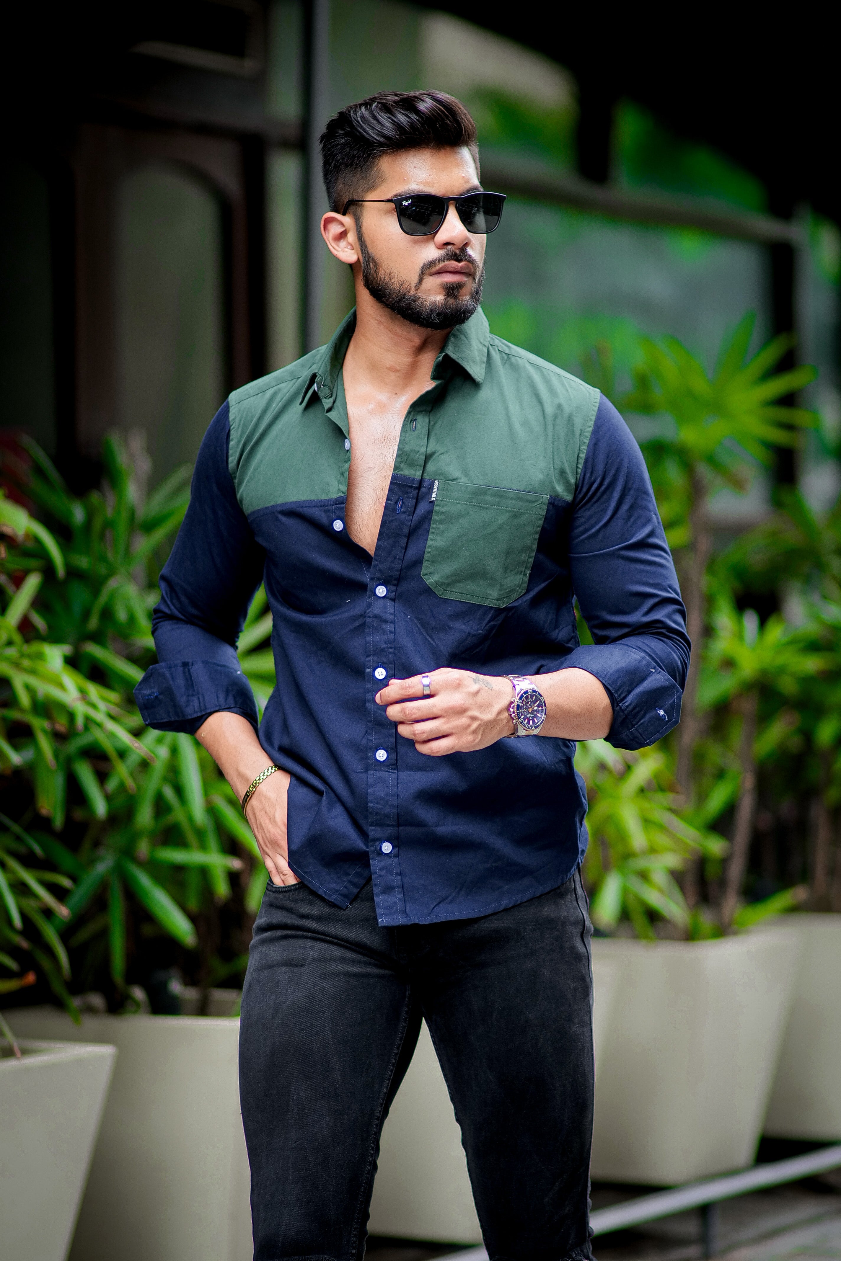 Green designer clearance shirt