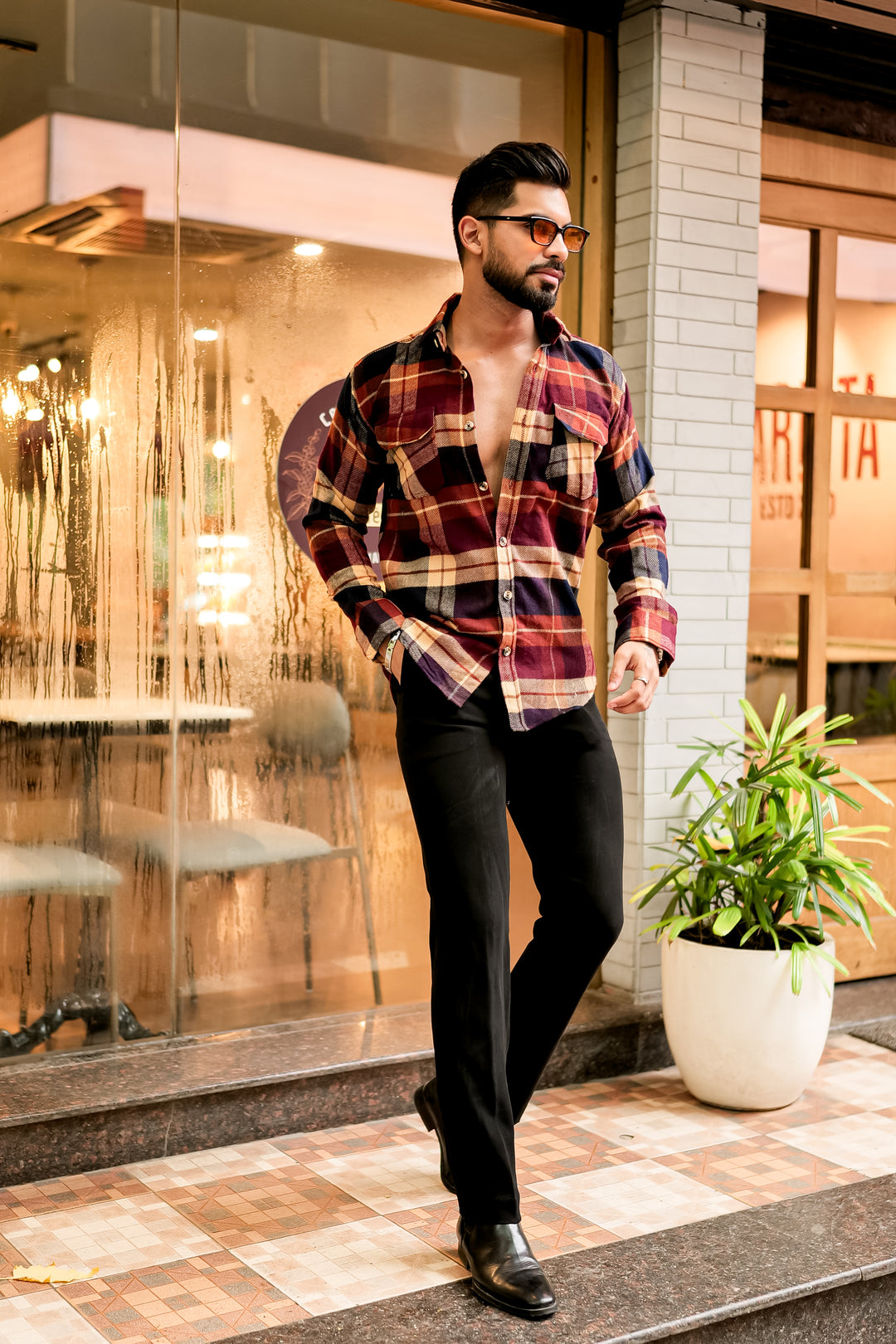 Red Semi-Winter Checkered Shirt