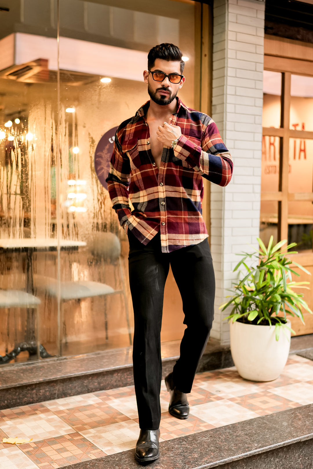 Red Semi-Winter Checkered Shirt