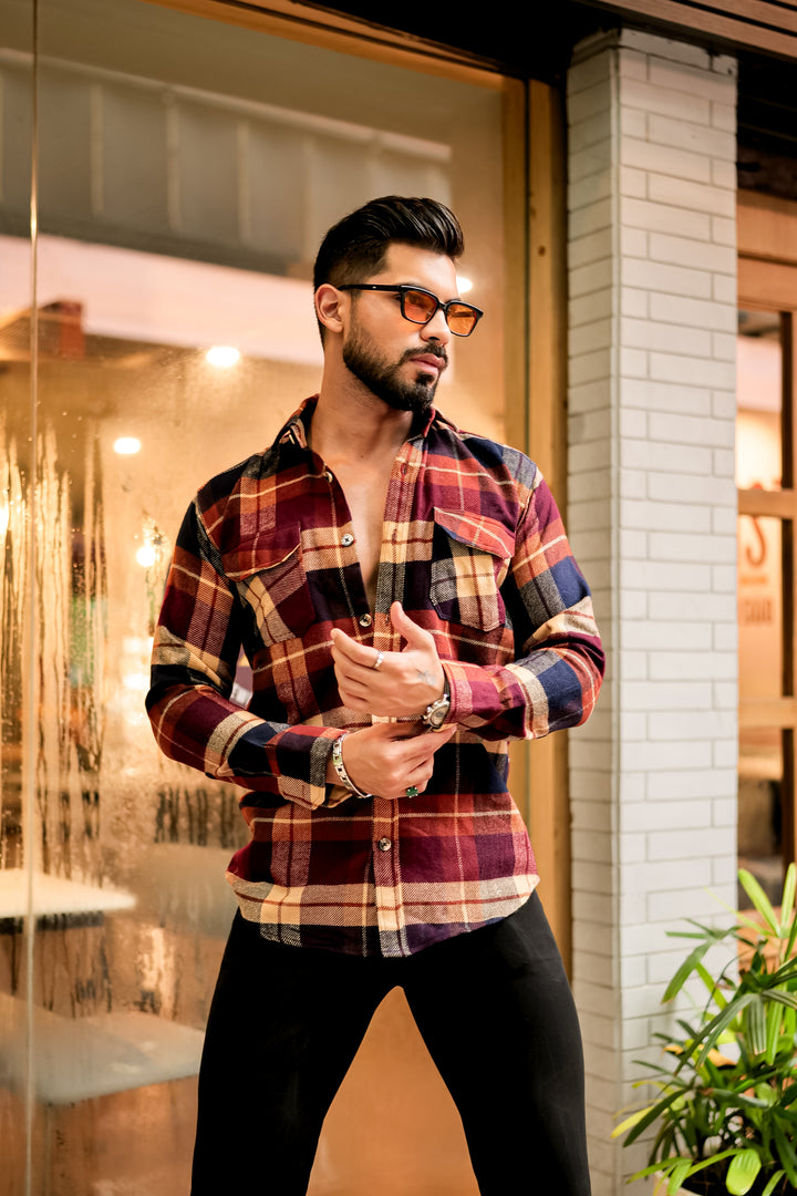 Red Semi-Winter Checkered Shirt