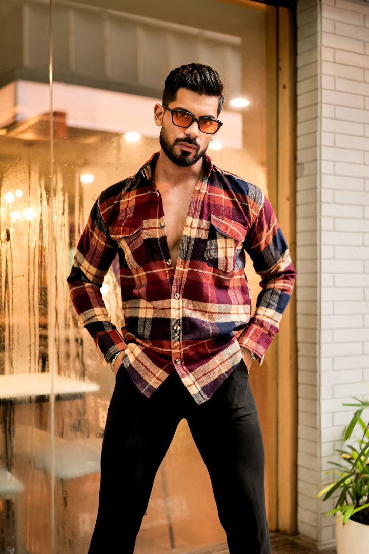 Red Semi-Winter Checkered Shirt