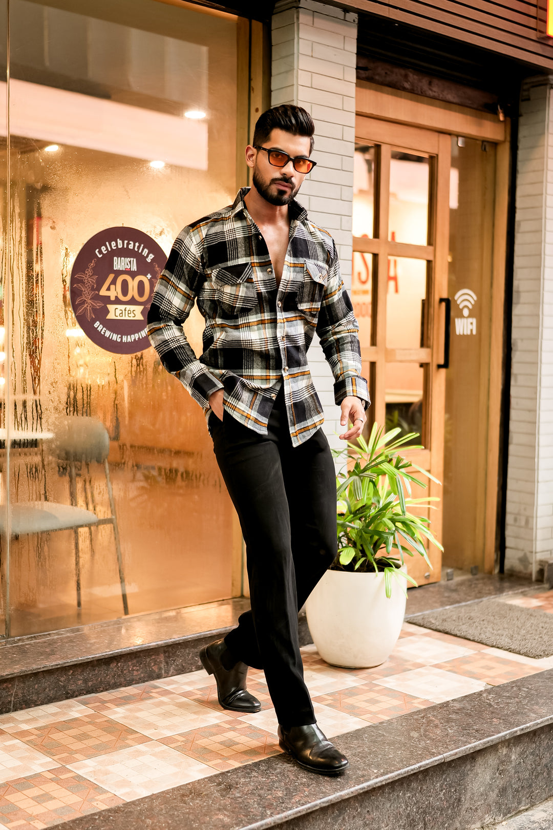 Black Semi-Winter Checkered Shirt