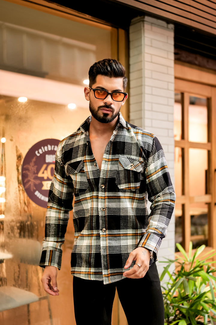 Black Semi-Winter Checkered Shirt