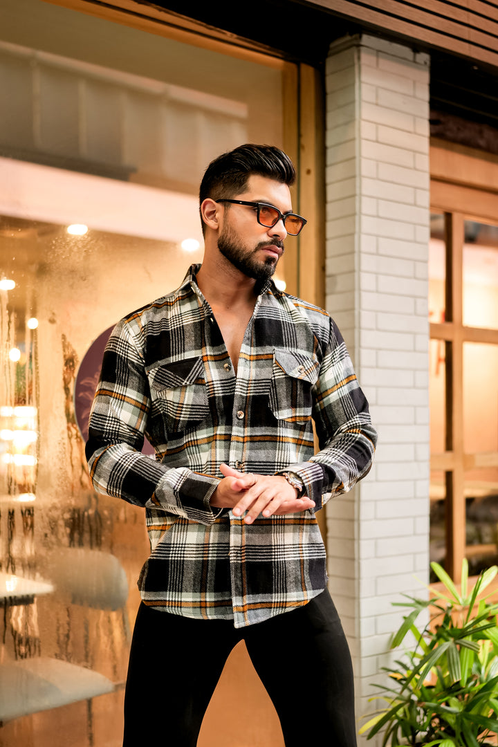 Black Semi-Winter Checkered Shirt