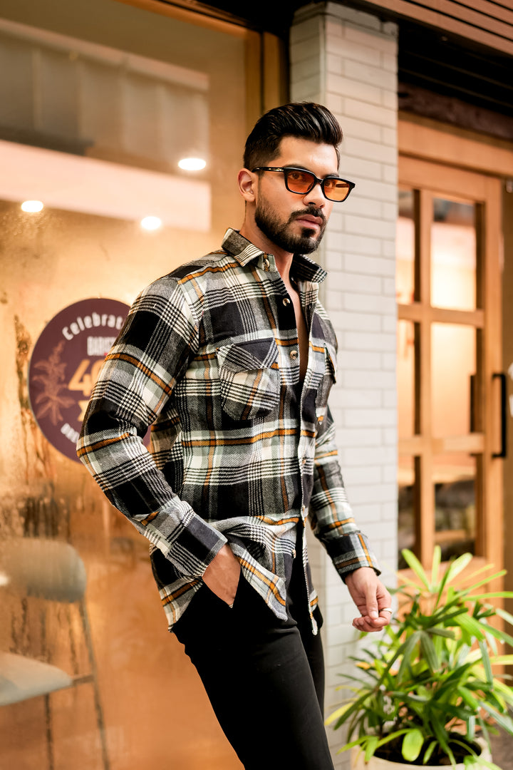 Black Semi-Winter Checkered Shirt