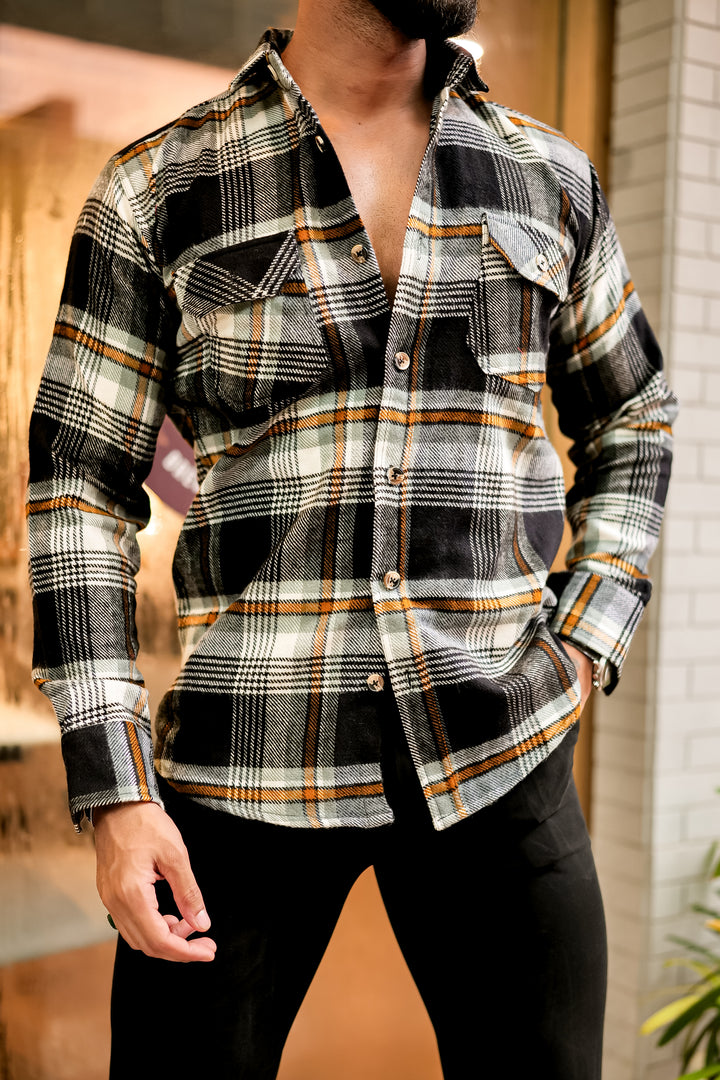 Black Semi-Winter Checkered Shirt