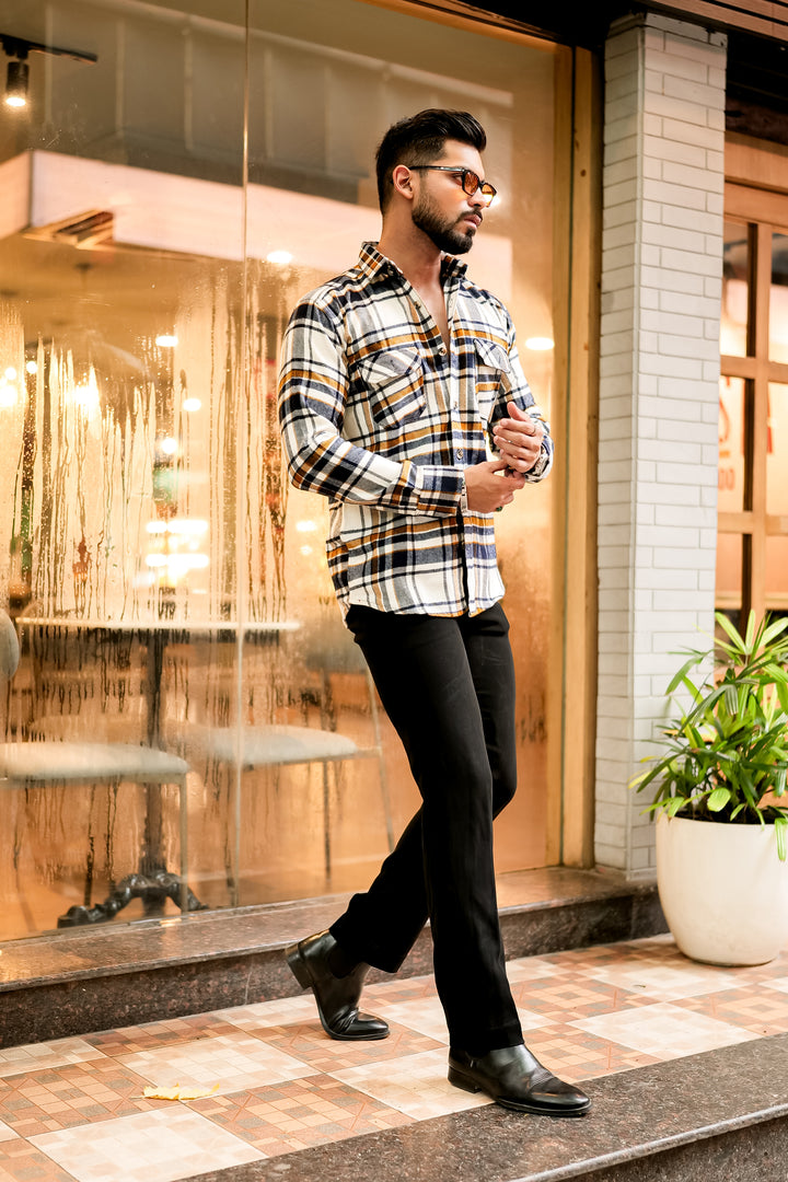 Grey Semi-Winter Checkered Shirt