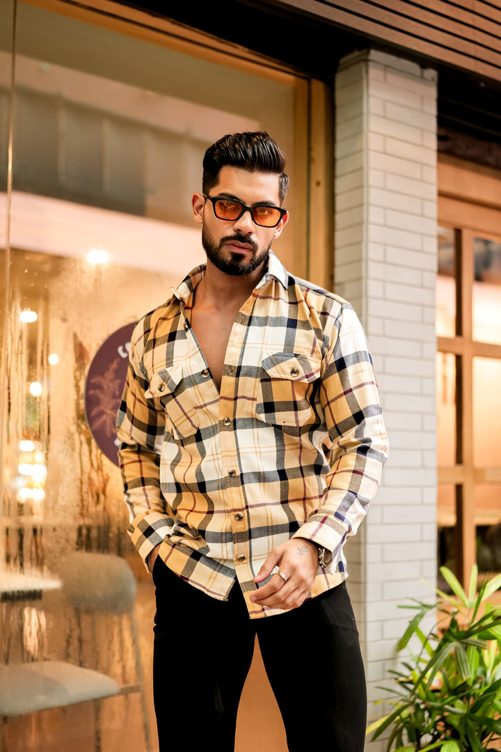 Light-Brown Semi-Winter Checkered Shirt