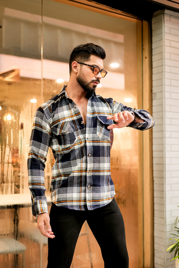 Dark-Grey Semi-Winter Checkered Shirt