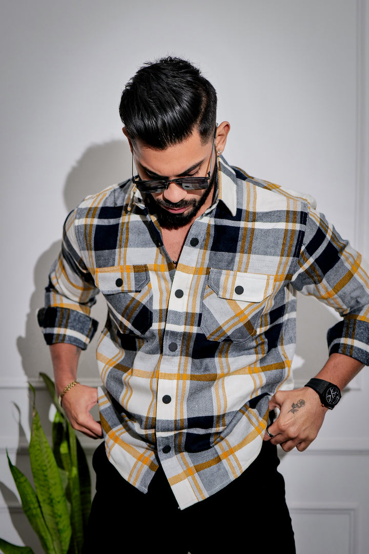 White-Black Winter Checkered Shirt