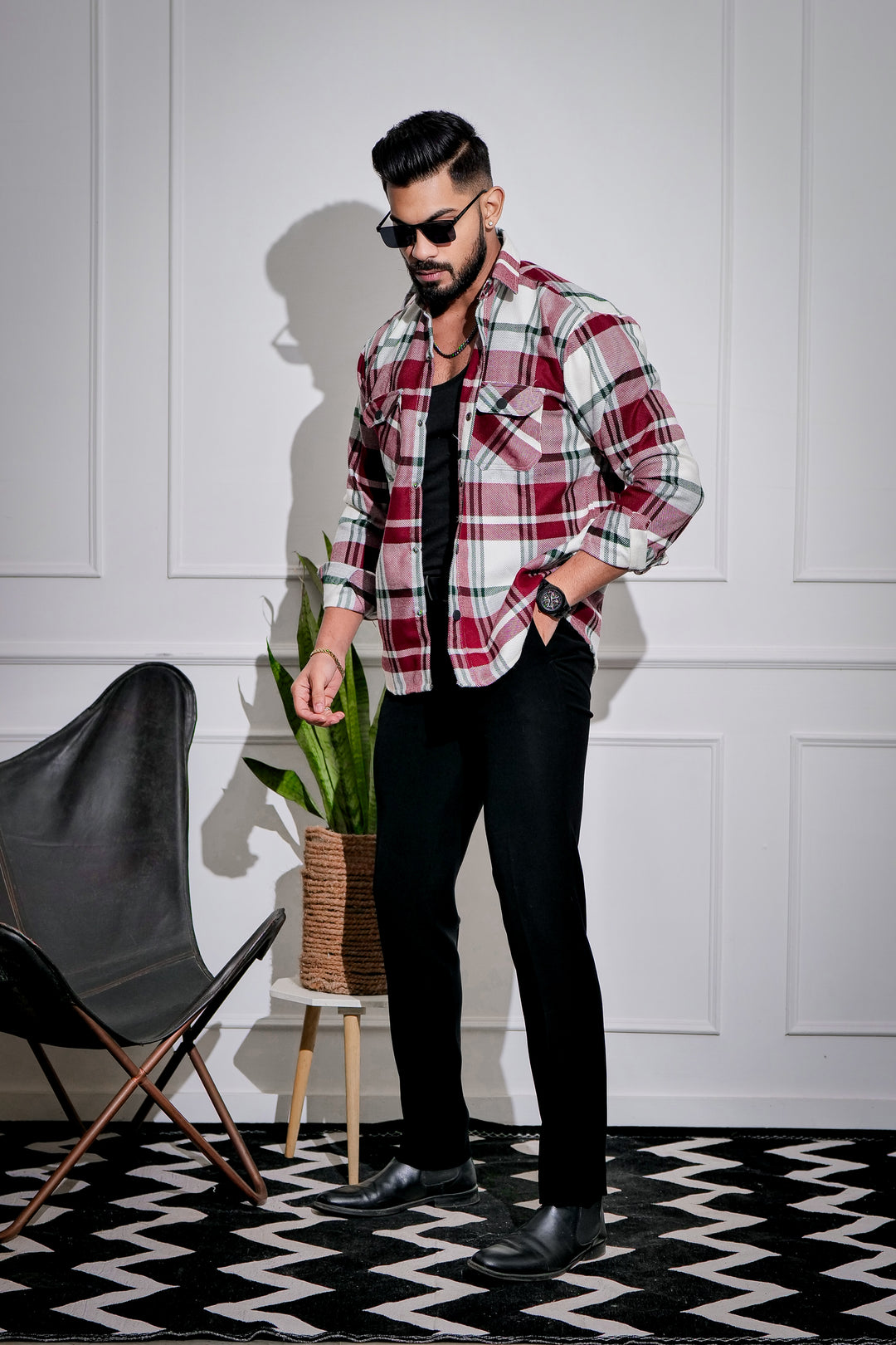 Wine Winter Checkered Shirt