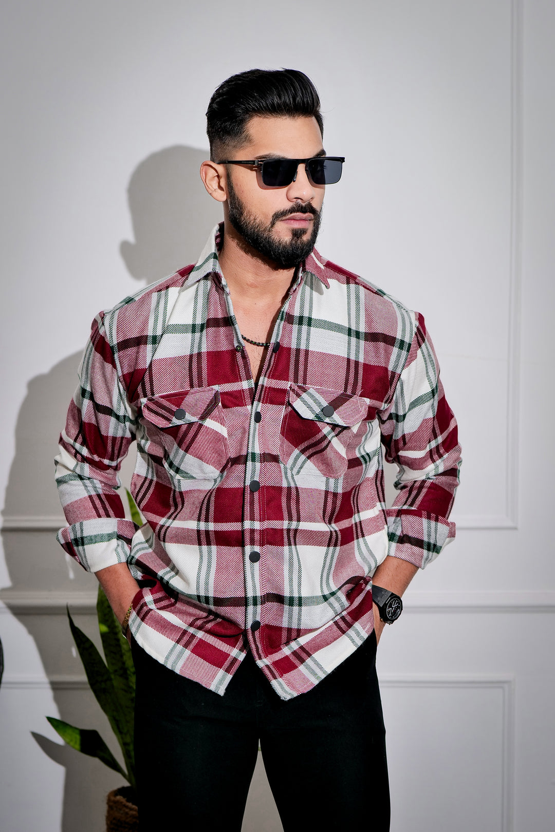 Wine Winter Checkered Shirt