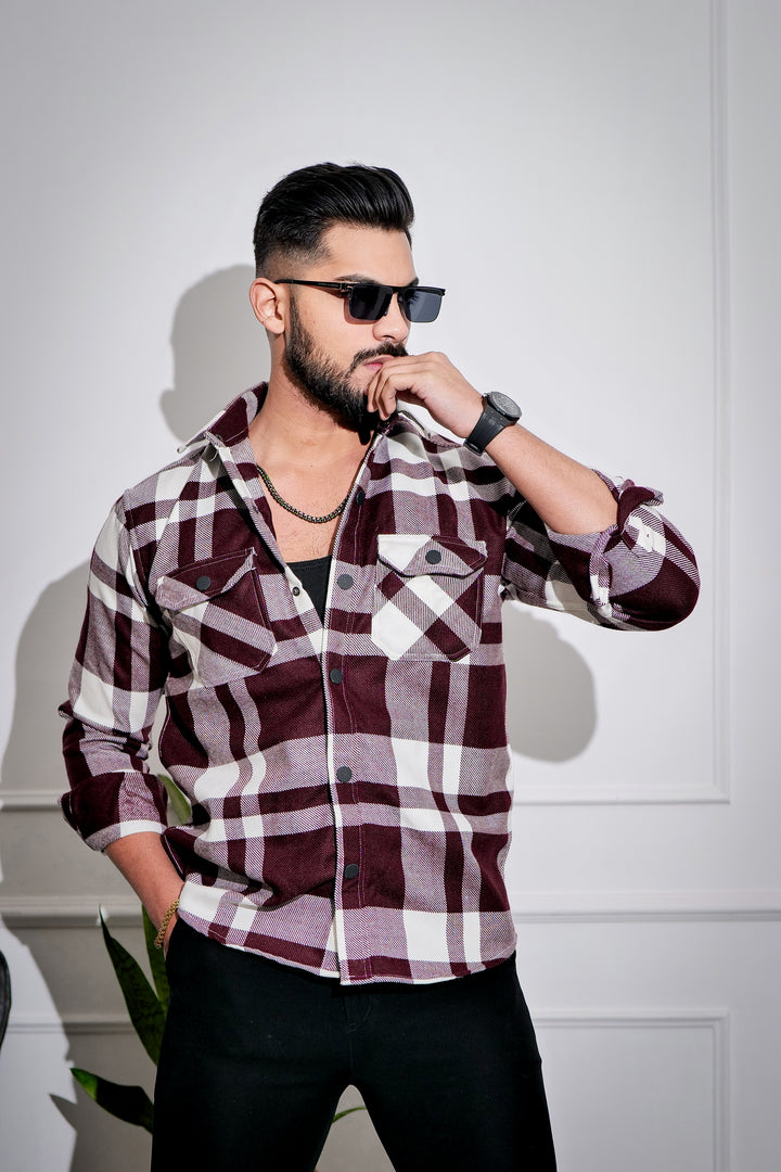 Maroon Winter Checkered Shirt