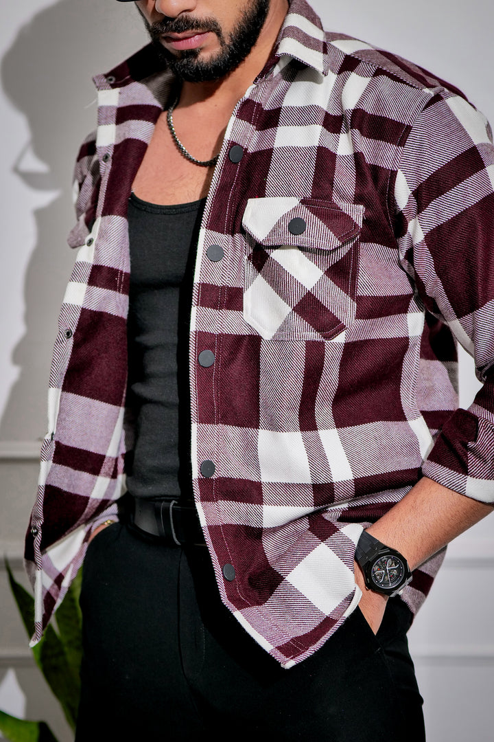 Maroon Winter Checkered Shirt