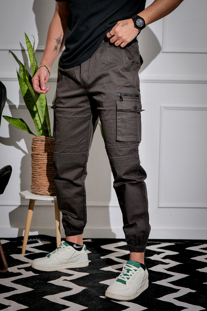 Men's Dark Grey Premium Cargo Joggers