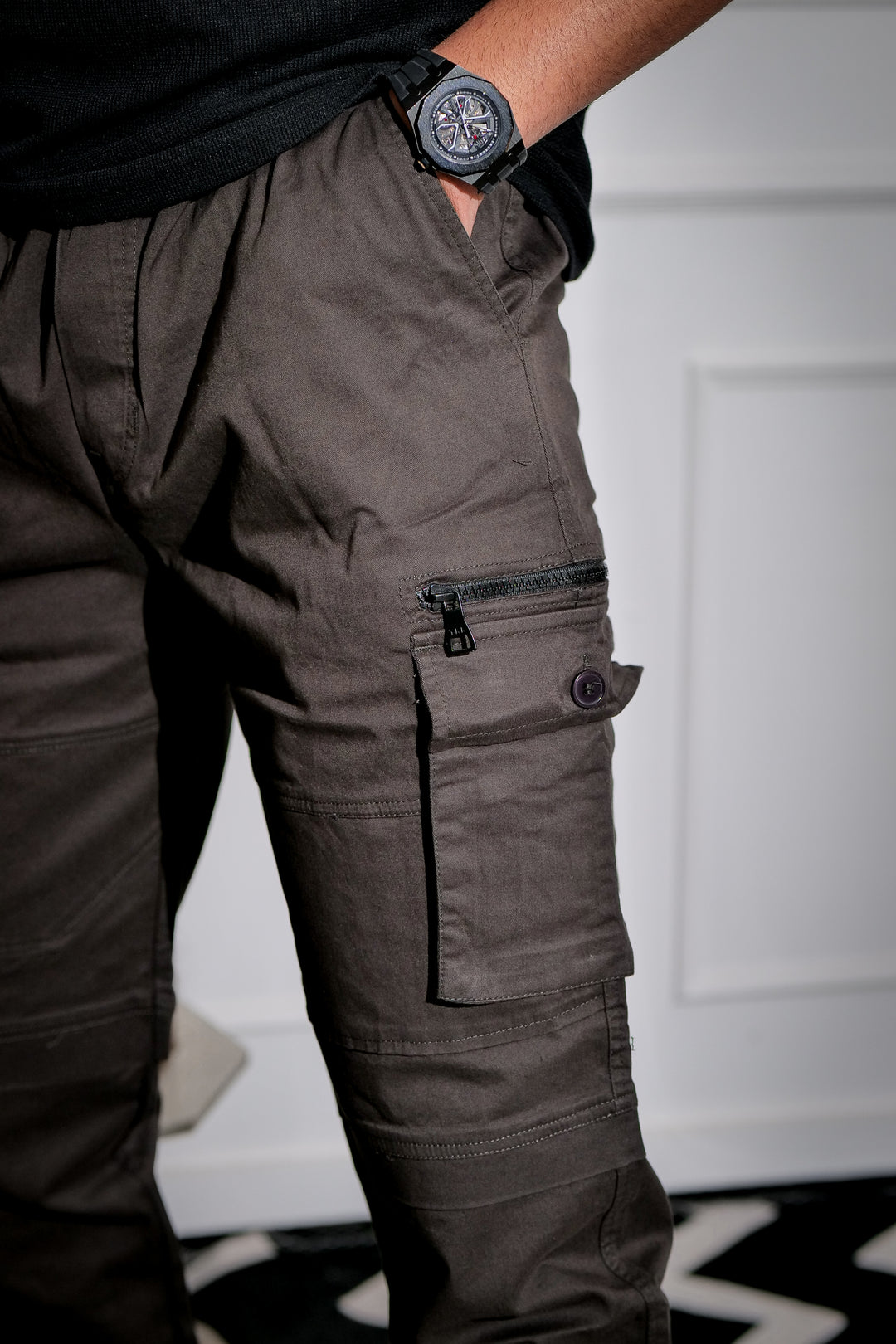 Men's Dark Grey Premium Cargo Joggers