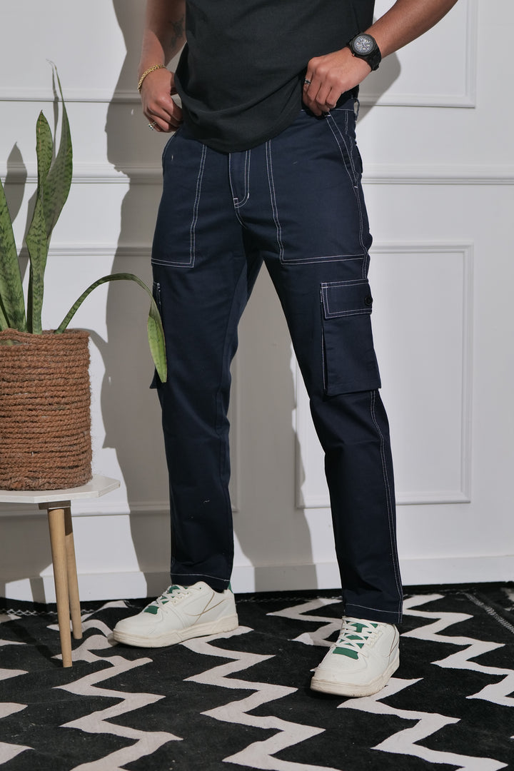 Men's Navy Premium Cargo Joggers