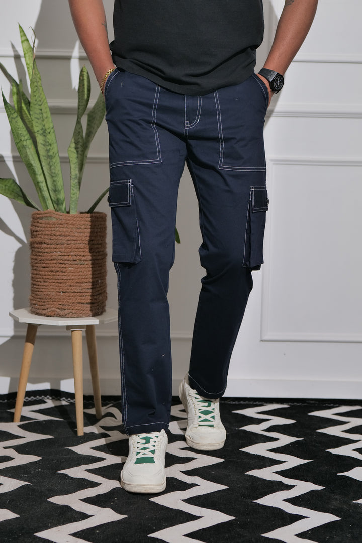 Men's Navy Premium Cargo Joggers