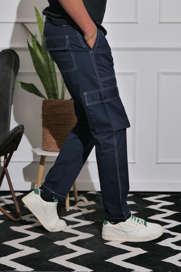 Men's Navy Premium Cargo Joggers