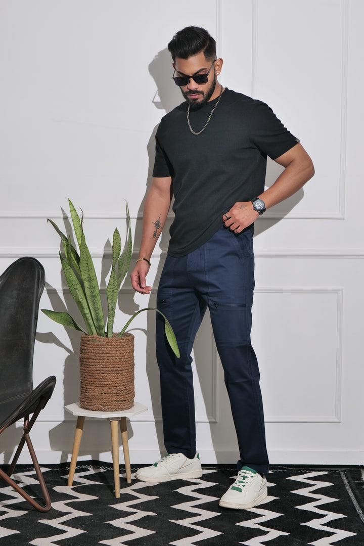 Men's Navy Premium Cargo Joggers