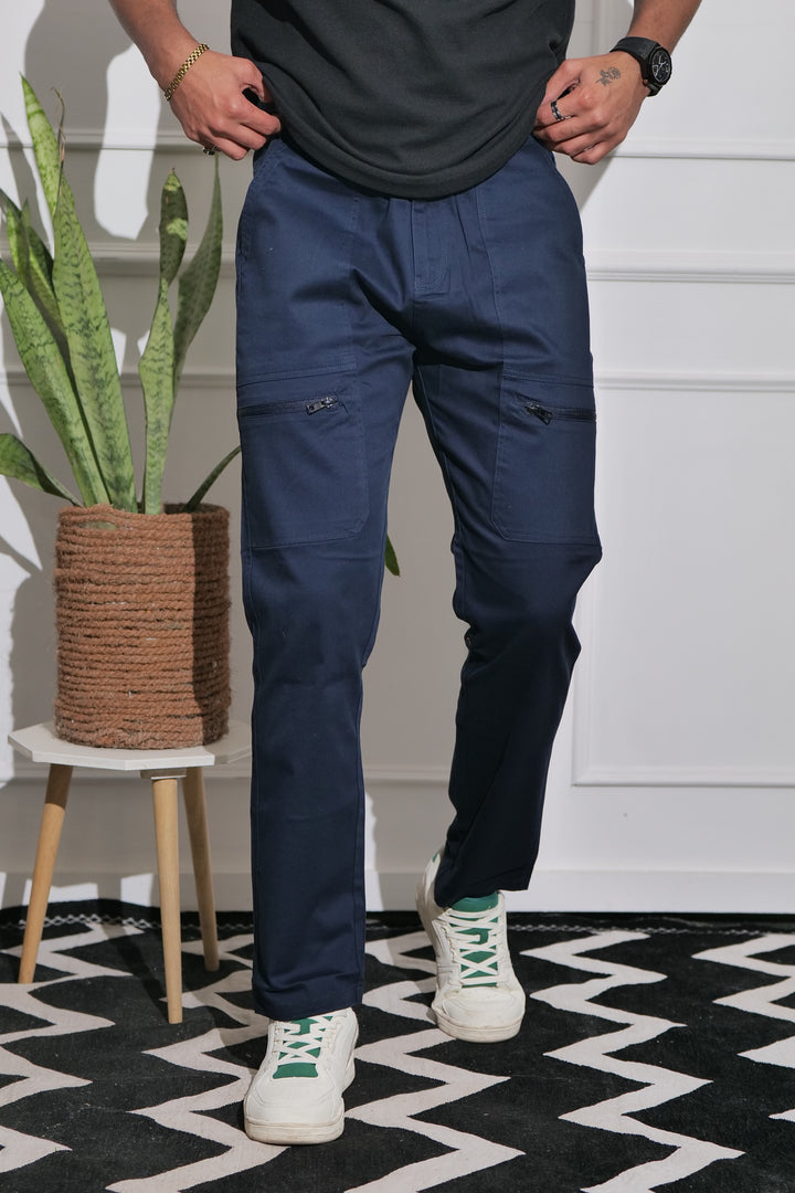 Men's Navy Premium Cargo Joggers