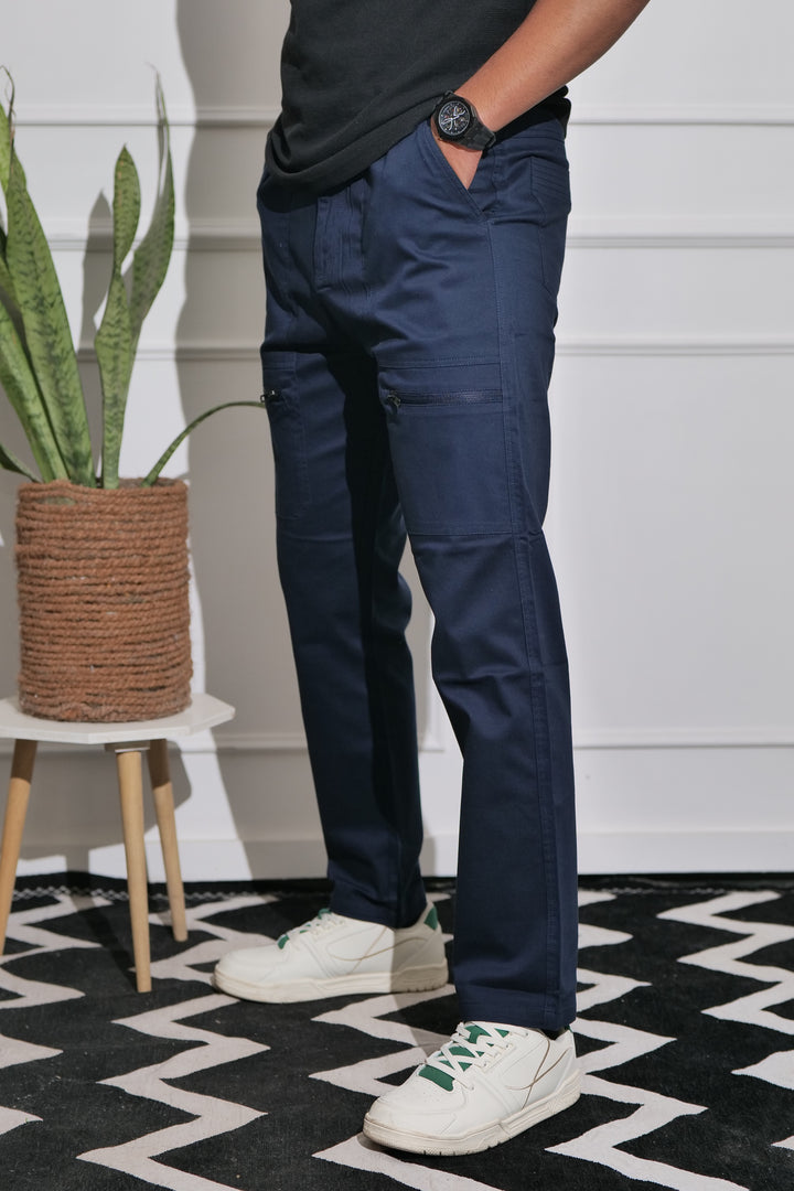 Men's Navy Premium Cargo Joggers