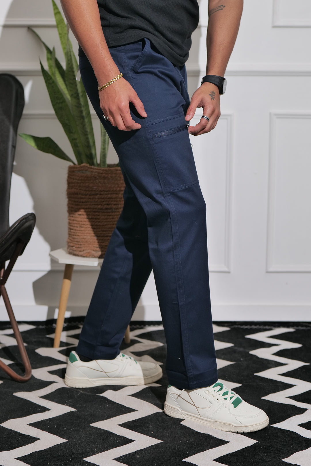 Men's Navy Premium Cargo Joggers