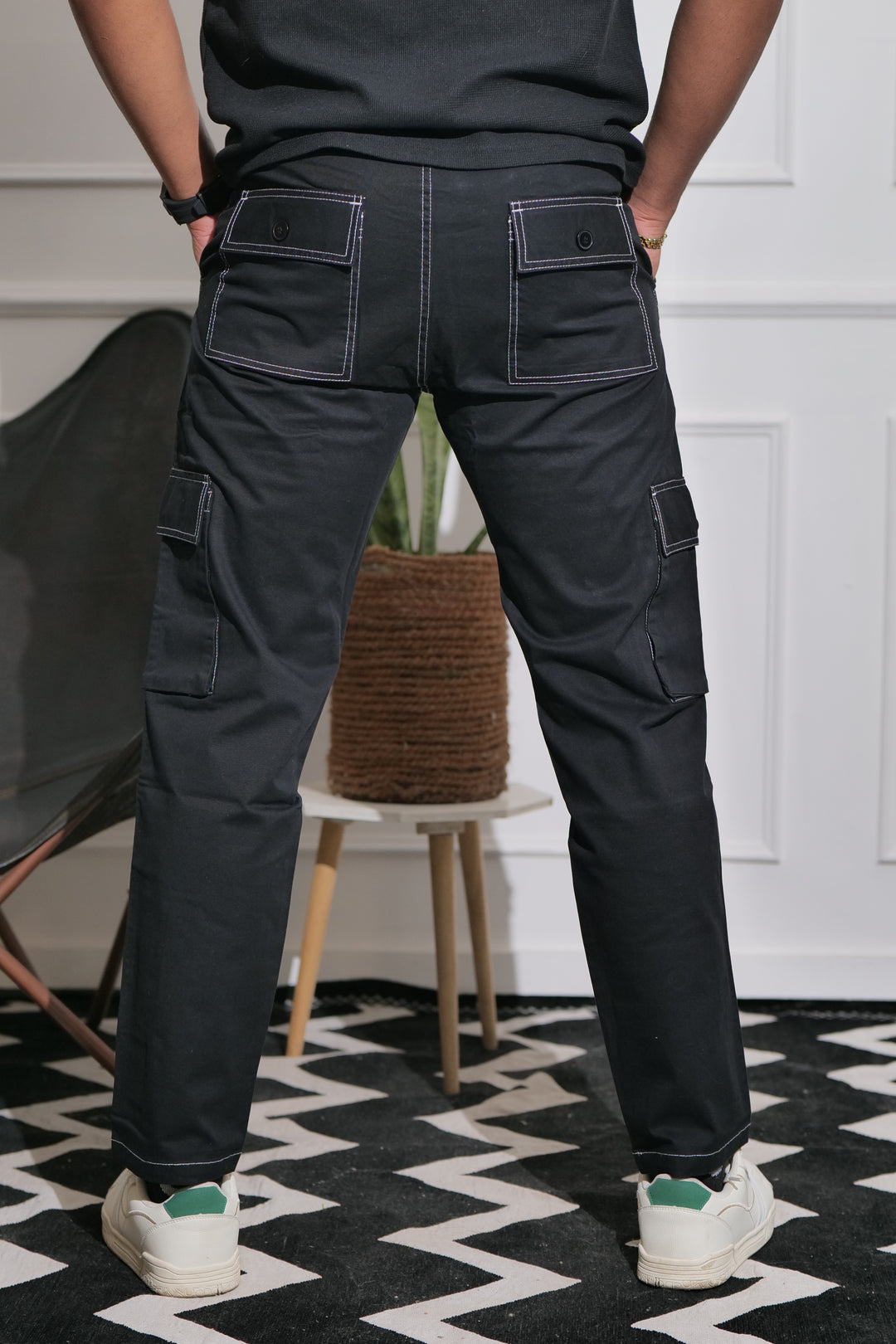 Men's Black Premium Cargo Joggers