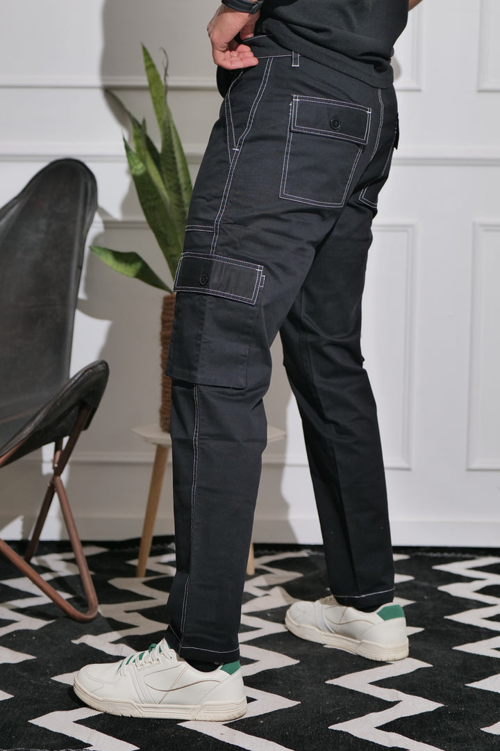 Men's Black Premium Cargo Joggers