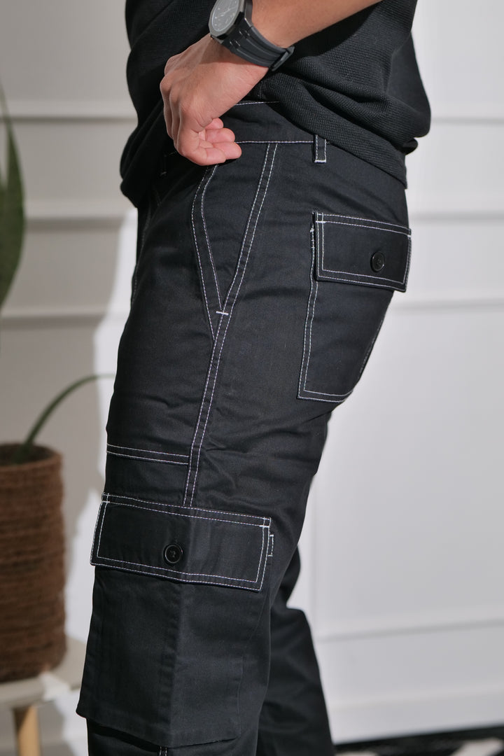 Men's Black Premium Cargo Joggers