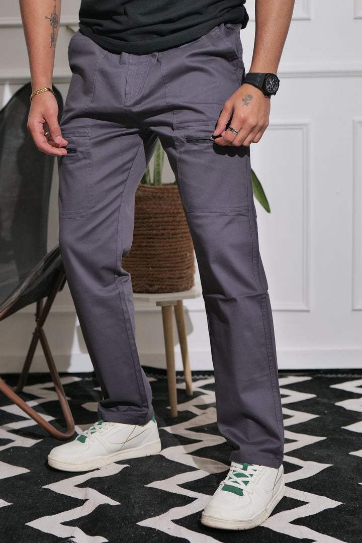 Men's Grey Premium Cargo Joggers